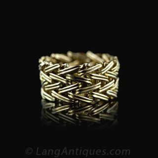 18 Karat Yellow Gold Flexible Woven Ring