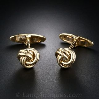 18 Karat Yellow Gold Love Knot Cufflinks