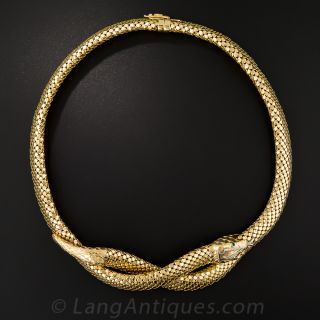 18 Karat Yellow Gold Snake Necklace