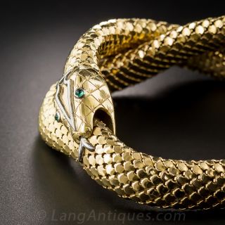 18 Karat Yellow Gold Snake Necklace