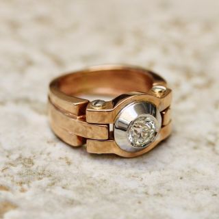 Two-Tone Retro .78 Carat Diamond Ring