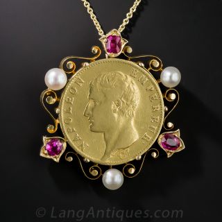 1806, Twenty Franc, Napoleon Gold Coin with Ruby and Pearl