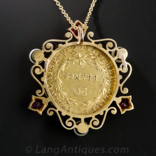 1806, Twenty Franc, Napoleon Gold Coin with Ruby and Pearl
