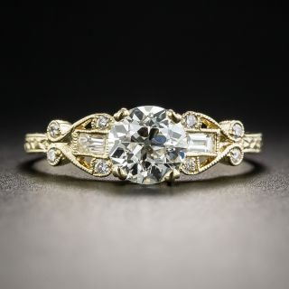 18K .98 Carat European-Cut Diamond Vintage Style Engagement Ring - GIA K VS2