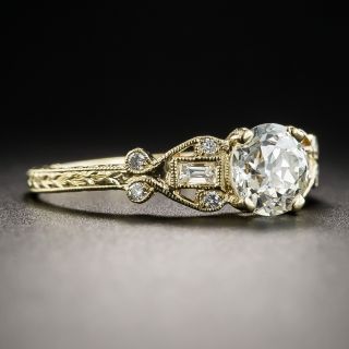 18K .98 Carat European-Cut Diamond Vintage Style Engagement Ring - GIA K VS2