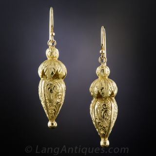 18K Amphora Shaped Dangle Earrings