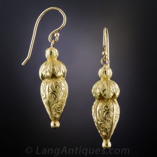 18K Amphora Shaped Dangle Earrings