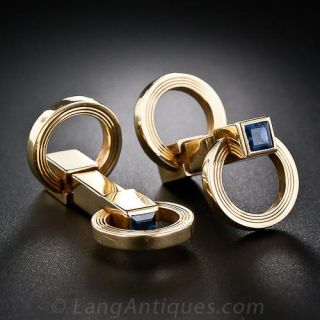 18K and Sapphire Stirrup Cufflinks