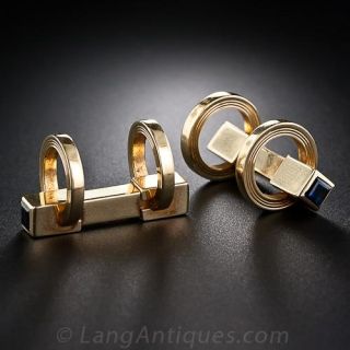 18K and Sapphire Stirrup Cufflinks