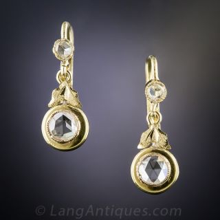 18K Antique Rose-Cut Diamond Earrings
