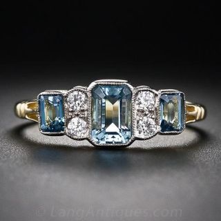 18K Aquamarine and Diamond Ring