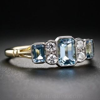 18K Aquamarine and Diamond Ring