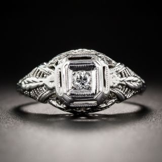 18K Art Deco Solitaire Diamond Ring