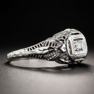 18K Art Deco Solitaire Diamond Ring