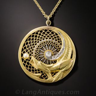 18K Art Nouveau Dragon Pendant