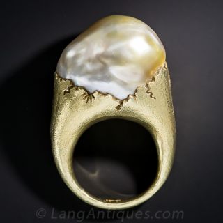 18K Baroque Pearl Ring by Fichot