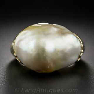 18K Baroque Pearl Ring by Fichot