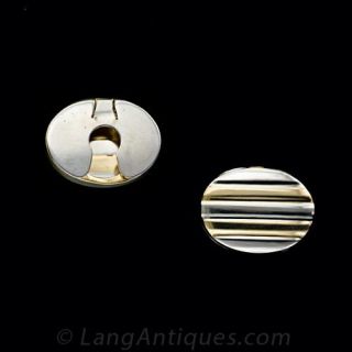 18K Bi-Color Gold Button Cover Cufflinks