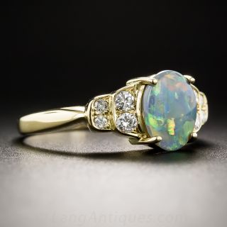 18K Black Opal and Diamond Ring