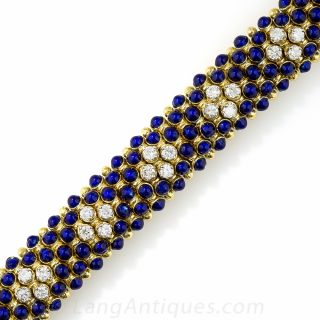 18K Blue Enamel Dot and Diamond Bracelet  - 2