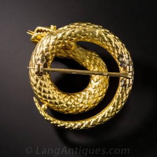 18K Coiled Snake Brooch