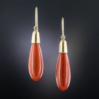 18K Coral Drop Earrings
