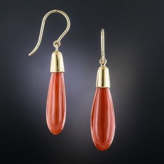 18K Coral Drop Earrings