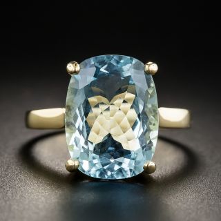 18K Cushion Aquamarine Ring - 1