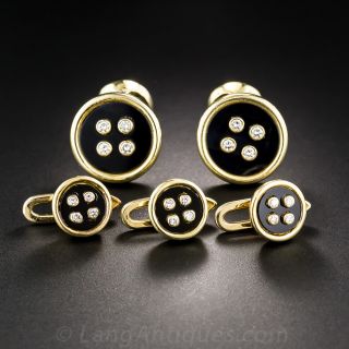 18K Diamond and Black Onyx Button Dress Set - 1