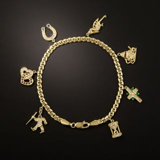 18K Diamond And Multi-Stone Charm Bracelet - 1