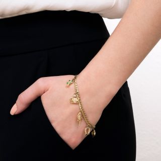 18K Diamond And Multi-Stone Charm Bracelet