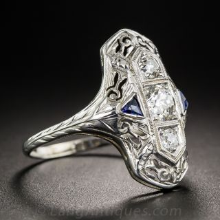 18K Diamond and Sapphire Art Deco Dinner Ring