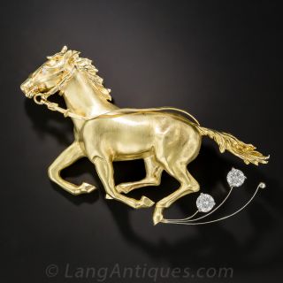 18K Diamond Horse Brooch by Craig Drake