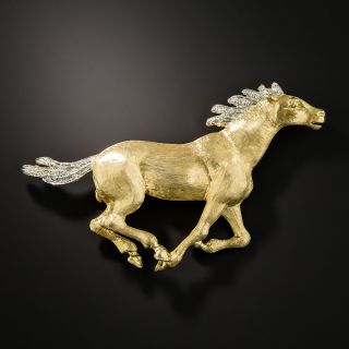 18K Diamond Horse Brooch
