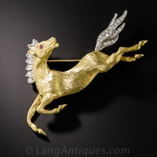 18K Diamond Horse Pin