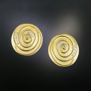 Diamond Spiral Earrings, French Made for Hennell  - 2