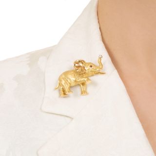 18K Elephant Brooch by Scully & Scully