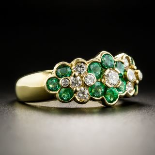 18K Emerald Diamond Flower Ring 