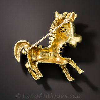 18K Enamel Zebra Brooch