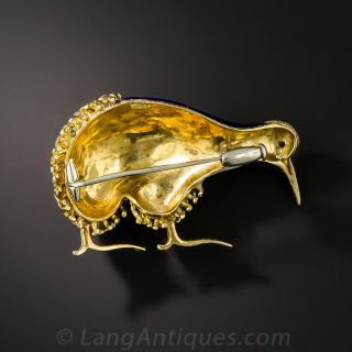 18K Enameled Kiwi Bird