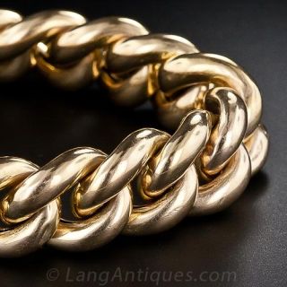 18K Estate Hollow Curb Link Bracelet