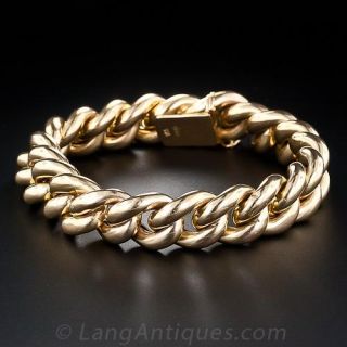 18K Estate Hollow Curb Link Bracelet