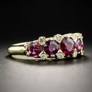 18K Five Stone Ruby and Diamond Ring 
