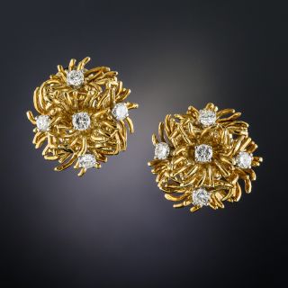 18K Flower Cluster Earrings with Diamonds