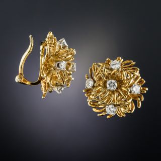 18K Flower Cluster Earrings with Diamonds