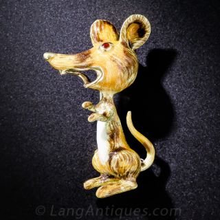 18k Gold and Enamel Mouse Pin
