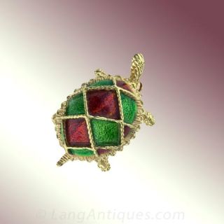 18k Gold Enamel Turtle Pin