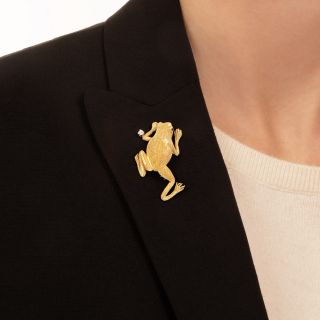 Gold Frog Brooch 