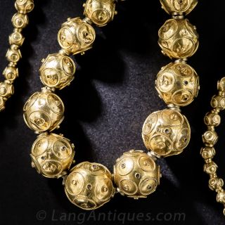 18k Gold Granulated Bead Necklace