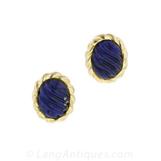 Lapis Lazuli Gold Earrings 